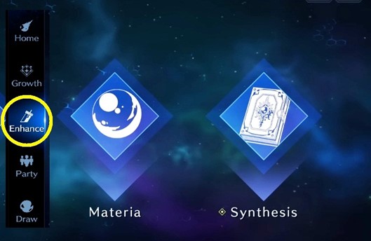 Click on enhance from the UI and you’ll see both materia and synthesis